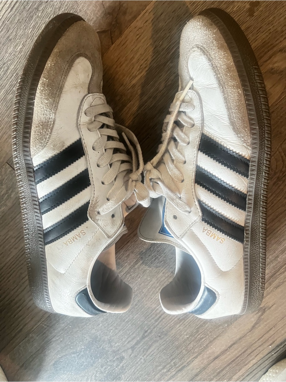 adidas White and Black Samba Leather Sneakers